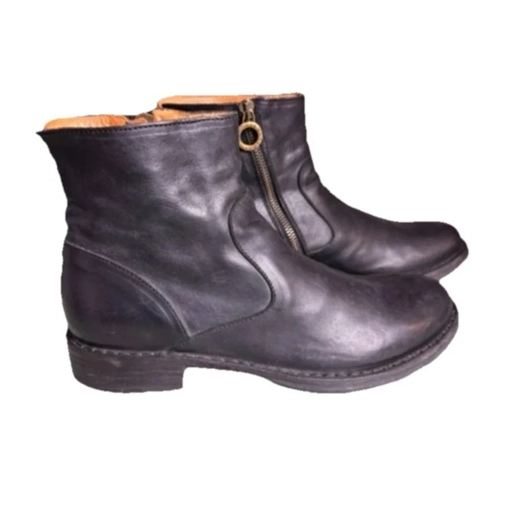 Fiorentini + Baker Ankle Boots‎ Men's Size 38 Black Leather Side Zipper Gothic
